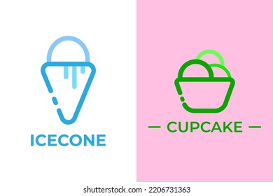 set of ice cone logos 