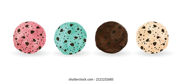 Set of ice cream balls vector isolate on white background design great for cards, banners, headers, party posters or decorate your artwork.