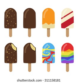 Set of ice cream bar in flat style