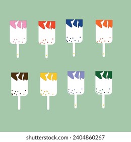 set of ice cream in bright colors