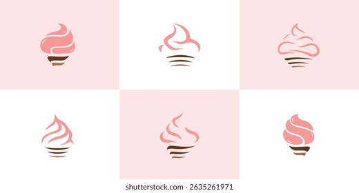 Set of Ice Cream and Cake Logo design template. Ice cream and cake icon set