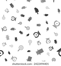 Set Ice cream, Can container for milk, Scales and Lollipop on seamless pattern. Vector