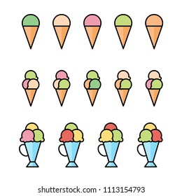 set of ice cream, cartoon design - vector illustration