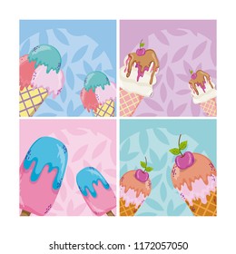 Set of ice cream cartoons