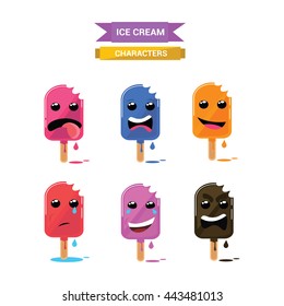 Set of ice cream characters. Vector ice creams