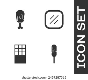Set Ice cream, Chicken leg, Chocolate bar and Steak meat icon. Vector
