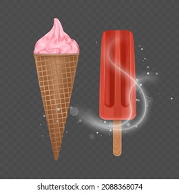 Set of Ice cream Collection in realistic style, vector format