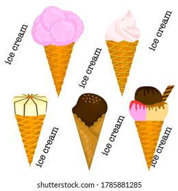 Eiscreme-Kollektion, Vektorgrafik.