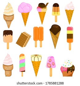 set Ice cream collection, vector illustration.