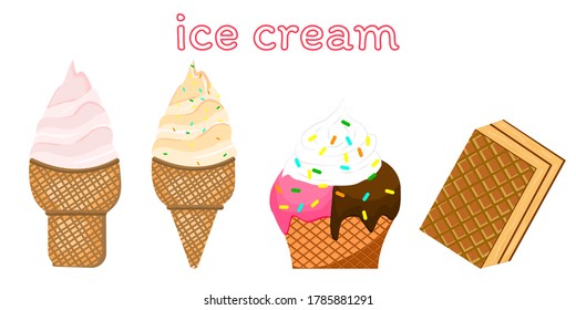 set Ice cream collection, vector illustration.