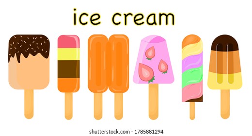 conjunto Ice crema, ilustración vectorial.