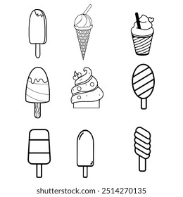 set of ice cream coloring pages bundle
