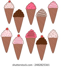 Set Of Ice Cream Cone