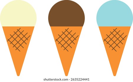 Set of ice cream cone icon illustration
