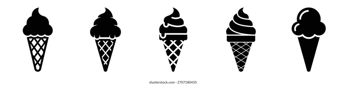 set of ice cream cone icon vector illustration isolated on white background