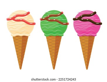set of ice cream cone isolated element vector illustration