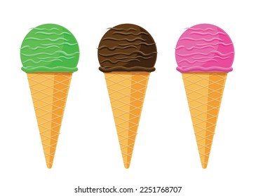 conjunto de ilustración vectorial de elemento aislado de cono de helado