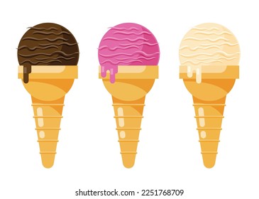 set of ice cream cone isolated element vector illustration