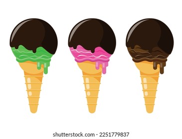 set of ice cream cone isolated element vector illustration