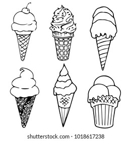 Printable Ice Cream Cone Clipart Black And White - Rectangle Circle