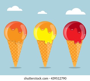 set of ice cream cone vector illustration