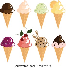 set of ice cream cones