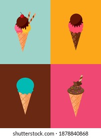 Set of ice cream cones