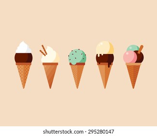 Set of ice cream cones. - Shutterstock ID 295280147