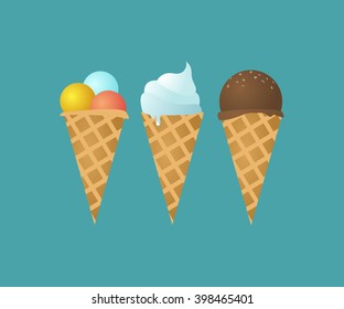 Set of ice cream cones