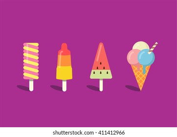 Set of ice cream cones.