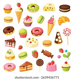 A set of ice cream cones and bowls with different flavors and toppings.