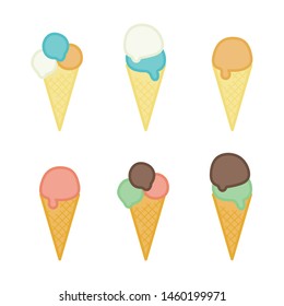 Set of ice cream cones - vector illustration