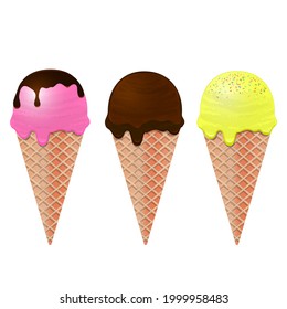 Un conjunto de helados. Ilustración vectorial.