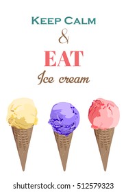 Set of ice cream cones. Vector illustration EPS