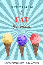Set of ice cream cones. Vector illustration EPS