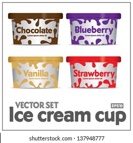 Set of ice cream cups