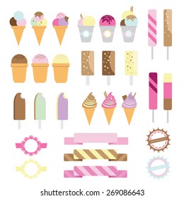 set of Ice Cream Design Elements, banners.Vector Illustration background