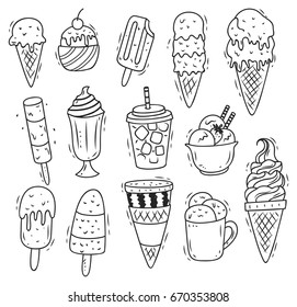 Set ice cream doodle