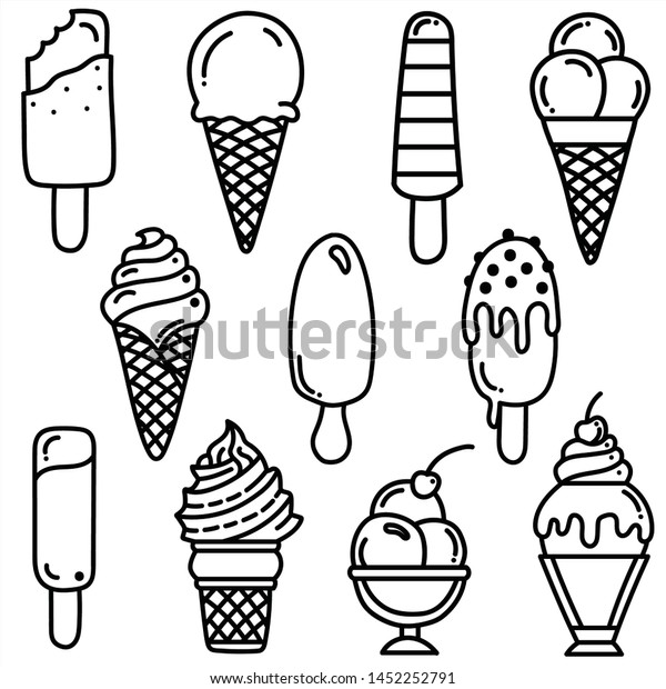 Set Ice Cream Set Doodle Style Stock Vector (Royalty Free) 1452252791 ...