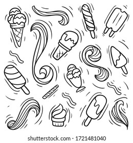 set ice cream doodle vector illustration