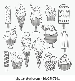 set of ice cream doodles