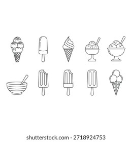 Conjunto de dibujos de helado aislados sobre fondo transparente