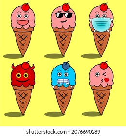 set of ice cream emoji design