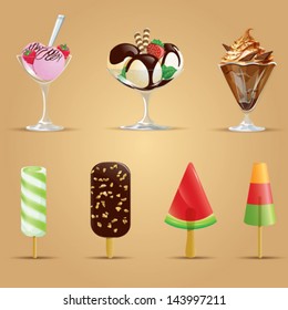 Set of ice cream. File contains transparency and gradients.