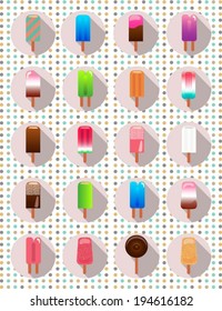 Set of ice cream flat icons.