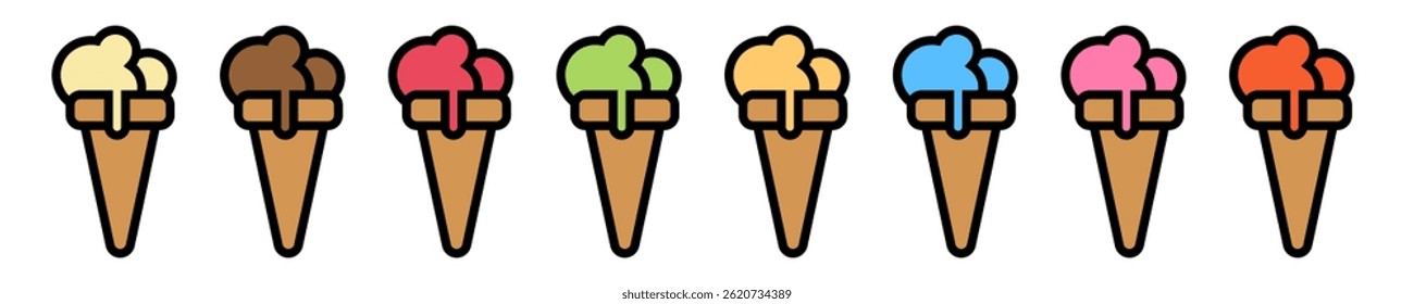 Set of Ice Cream Flat Icons