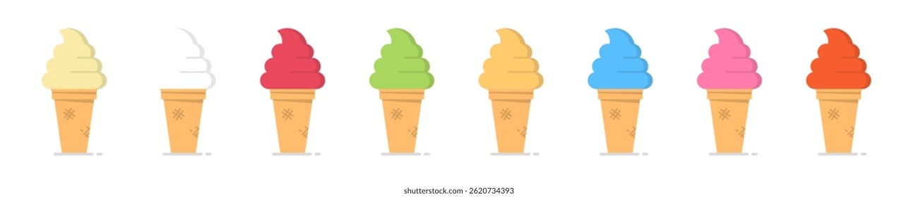 Set of Ice Cream Flat Icons