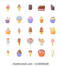 
Set of Ice Cream Flat Vector Icons
