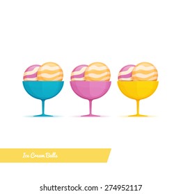 set of ice cream in the form of beads in plastic cups on a white background