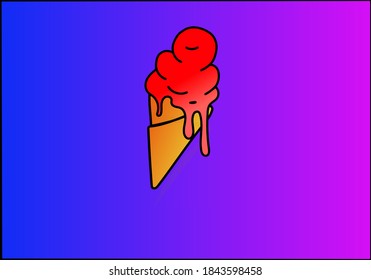 Set of ice cream with hand draw or doodle style vector cartoon waffle cone flat 